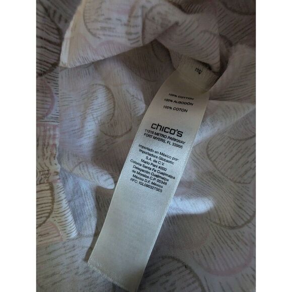 Powder Pink Grey Wrinkle Resistant Printed Button Up Shirt L Blouse Quiet Luxury - Picture 4 of 7